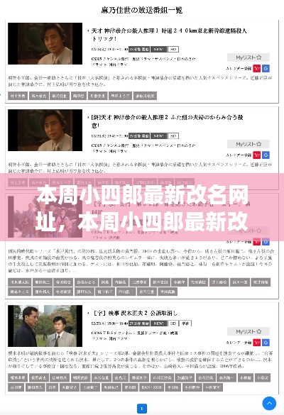 本周小四郎最新改名网址大全,揭秘与全面信息一网打尽