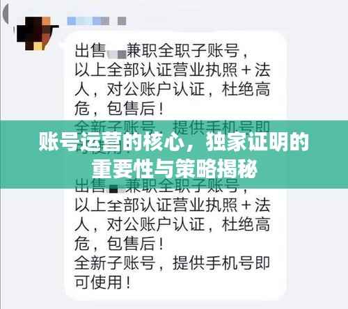 账号运营的核心,独家证明的重要性与策略揭秘