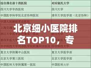 北京细小医院排名TOP10,专业诊疗权威榜单揭晓