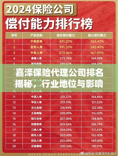 嘉泽保险代理公司排名揭秘,行业地位与影响力探讨