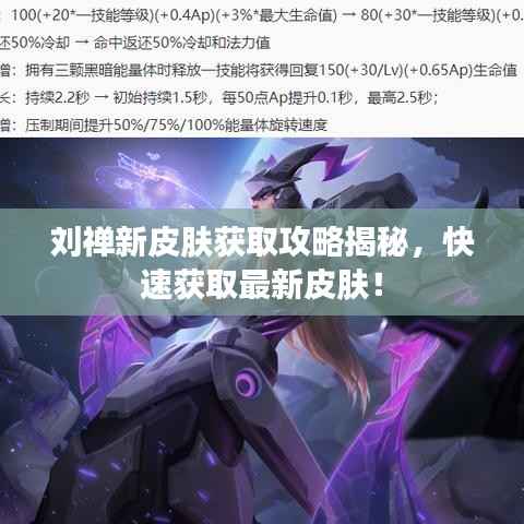 刘禅新皮肤获取攻略揭秘,快速获取最新皮肤!