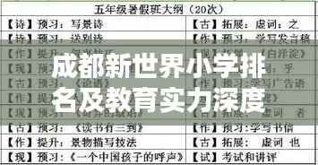 成都新世界小学排名及教育实力深度解析